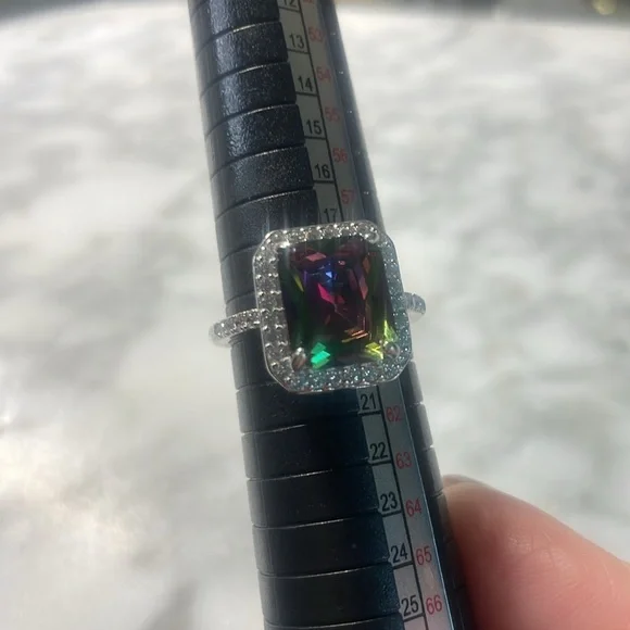 Large Mystic Topaz Ring 925 sterling silver size 9 - Picture 6 of 7